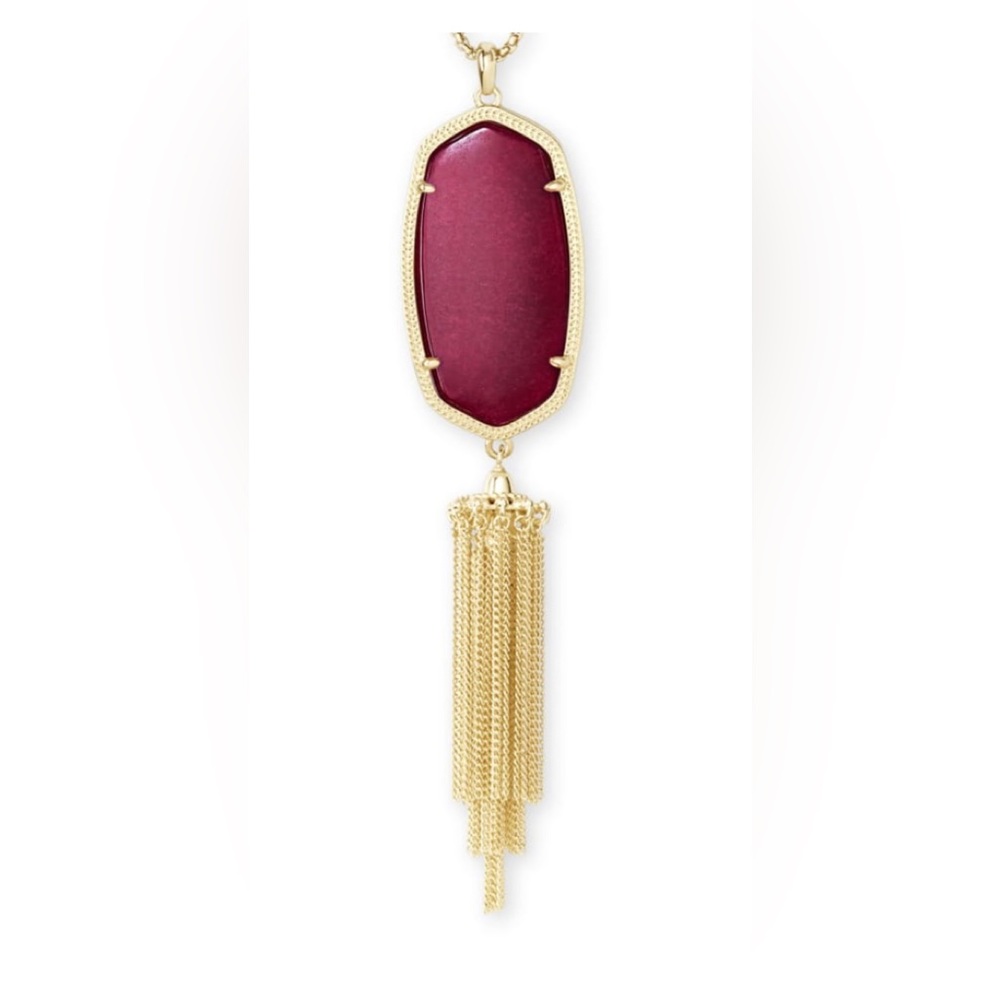 Kendra Scott Necklace | Rayne Gold Pendant Maroon Jade